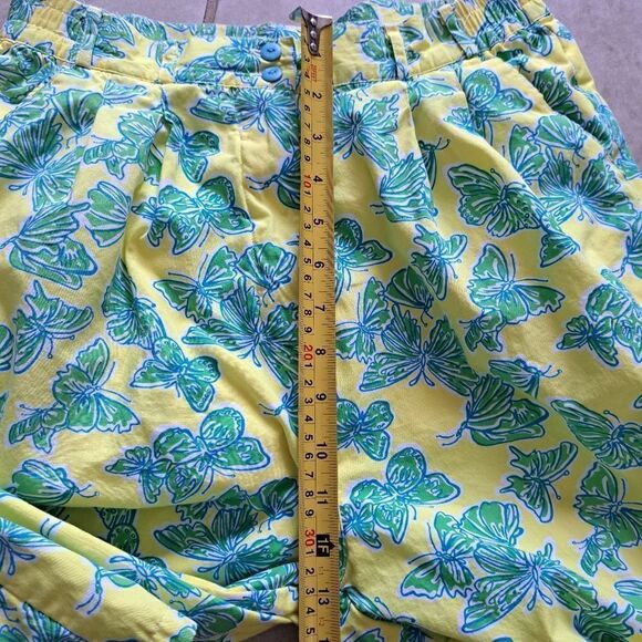 Vintage Lilly Pulitzer Butterfly Print Cotton High Waist Y2K Pants Sz 8 Yellow/G - Picture 6 of 16
